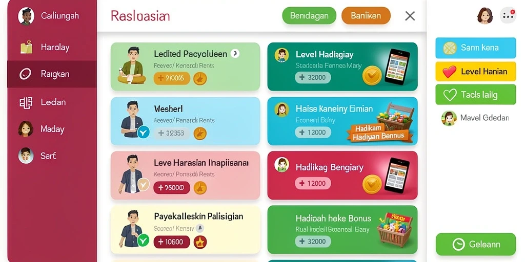 Tampilan karakter yang menarik dan beragam.